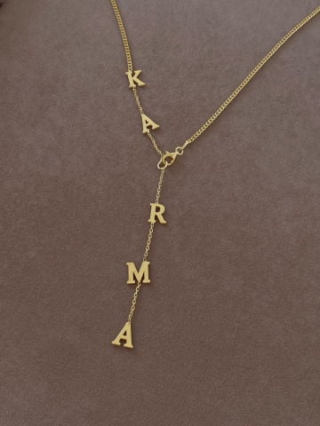 925 Gümüş | Kalın Zincir Detaylı İstediğini Yazdır Y Kolye Rose Gold