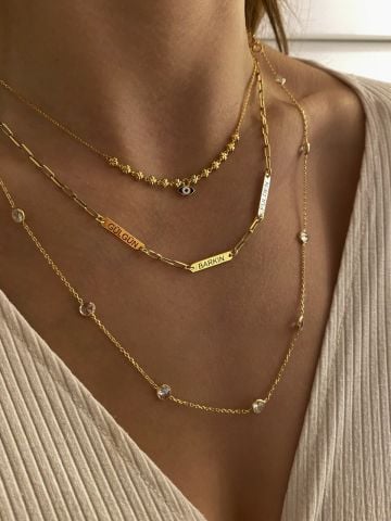925 Gümüş | İstediğini Yazdır Çoklu Plaka Kolye