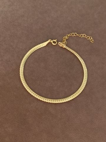 925 Gümüş | Unisex Yassı Zincir Bileklik